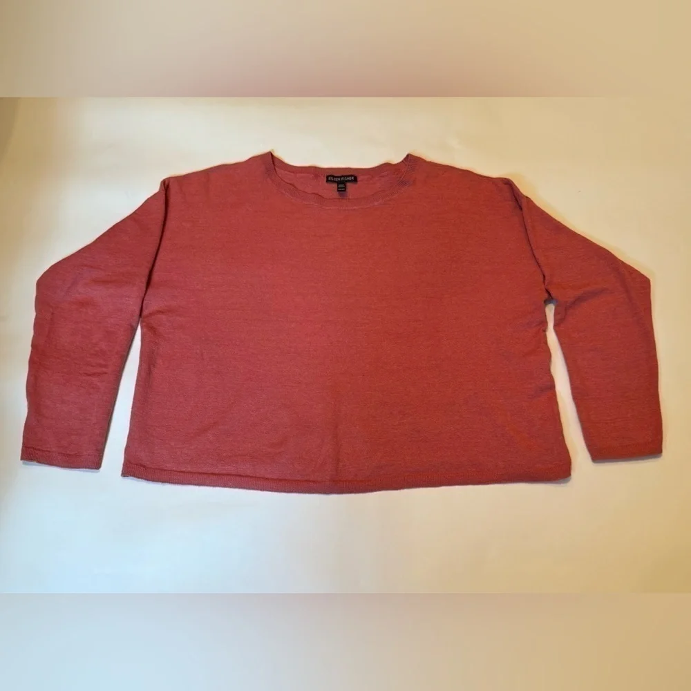 Eileen Fisher Organic Linen & Nylon Sweater Long Sleeve Lagenlook XS